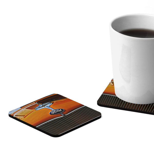 32 Ford Square Hardboard Coaster Set - 4pcs, Ford Hot Rod Drink Coasters