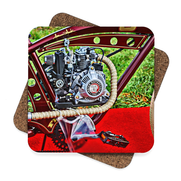 Indian Bicycle Square Hardboard Coaster Set - 4pcs