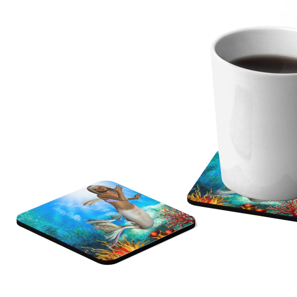 Mermaid Square Hardboard Coaster Set - 4pcs