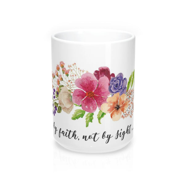 Inspirational Bible Verse Coffee Mugs We Live by Faith White Ceramic 11oz or 15oz 