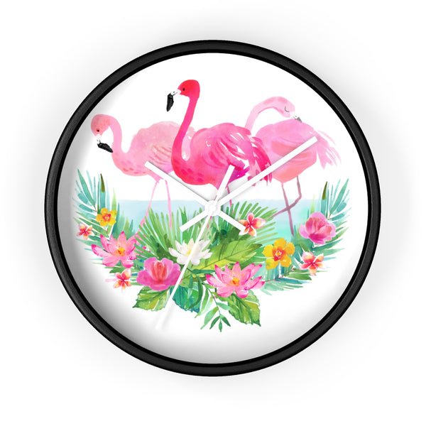 Tropical Florida Flamingo Beach House Wall clock