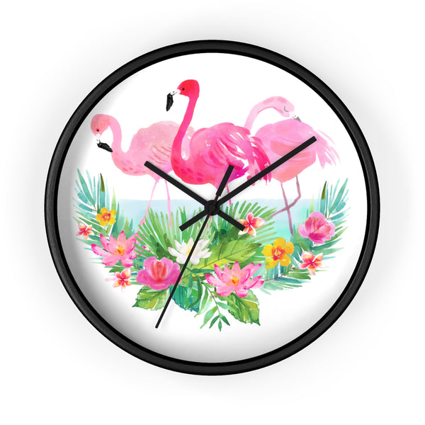 Tropical Florida Flamingo Beach House Wall clock
