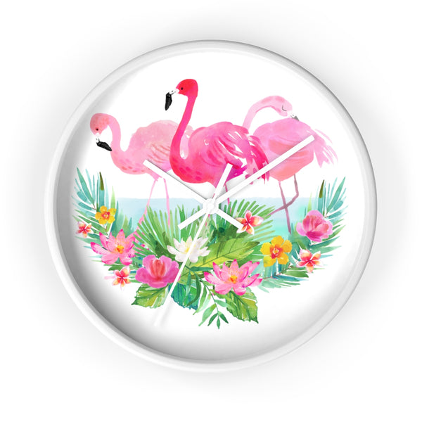 Tropical Florida Flamingo Beach House Wall clock