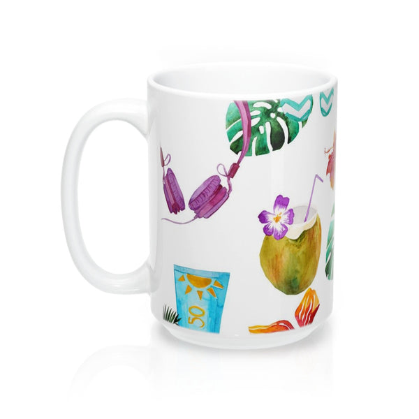 Beach Flip Flops and Tropical Drinks Coffee Mug 15oz