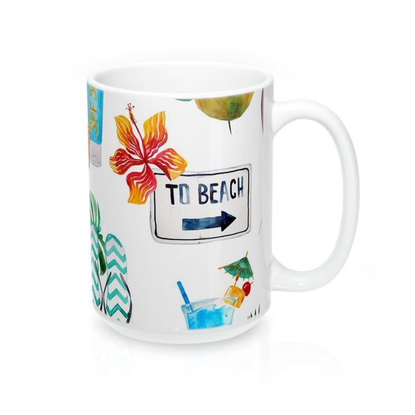Beach Flip Flops and Tropical Drinks Coffee Mug 15oz