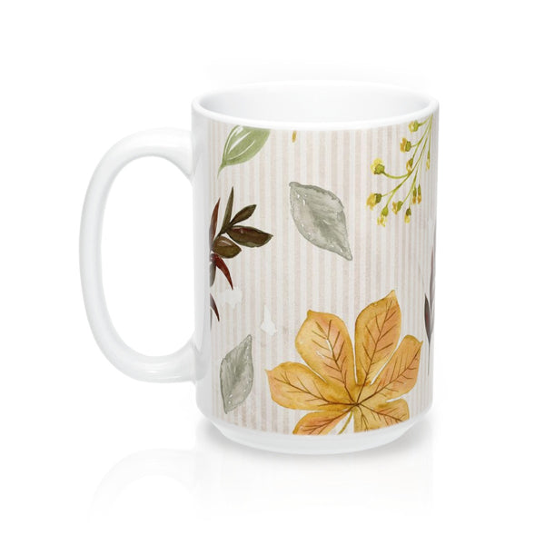 Autumn Leaves Mug 15oz, Fall Decor Coffee Mug, Earthtone Coffee Mug