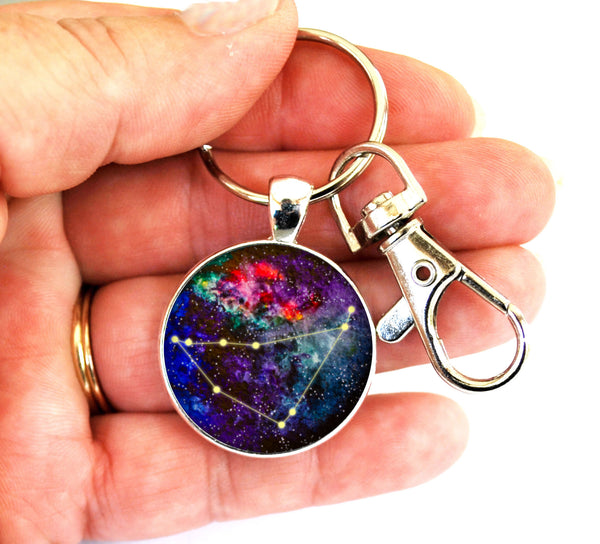 Capricorn Zodiac Sign Women's Purse Charm Keychain Handmade Keyrings for Women