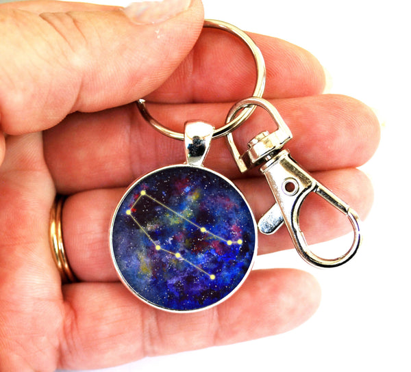 Gemini Zodiac Sign Women's Purse Charm Keychain Handmade Keyrings for Women