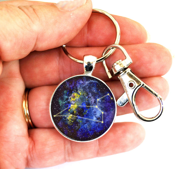 Leo Zodiac Sign Women's Purse Charm Keychain Handmade Keyrings for Women