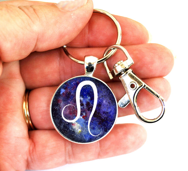 Leo Zodiac Sign Women's Purse Charm Keychain Handmade Keyrings for Women