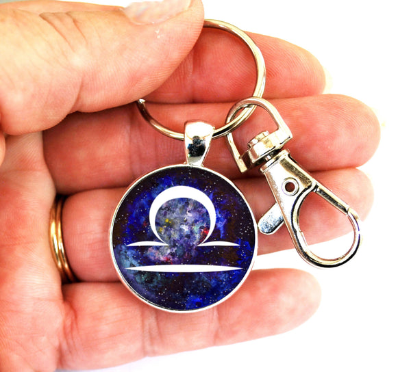 Libra Zodiac Sign Women's Purse Charm Keychain Handmade Keyrings for Women