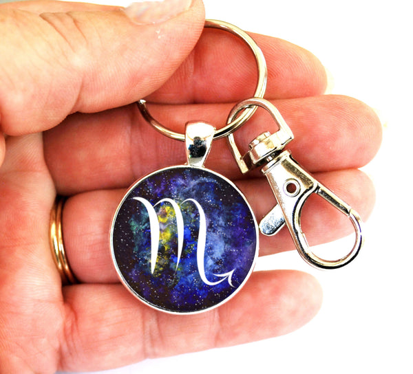 Scorpio Zodiac Sign Women's Purse Charm Keychain Handmade Keyrings for Women