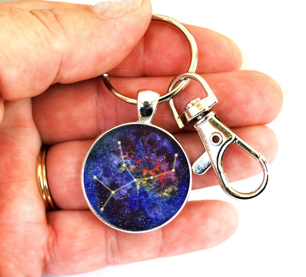Virgo Zodiac Sign Women's Purse Charm Keychain Handmade Keyrings for Women