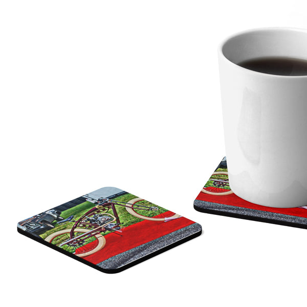 Indian Bicycle Square Hardboard Coaster Set - 4pcs