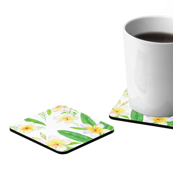Plumeria Square Hardboard Coaster Set - 4pcs