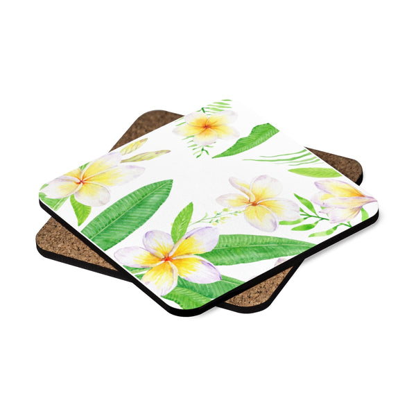 Plumeria Square Hardboard Coaster Set - 4pcs
