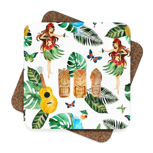 Tiki Bar Square Hardboard Coaster Set - 4pcs