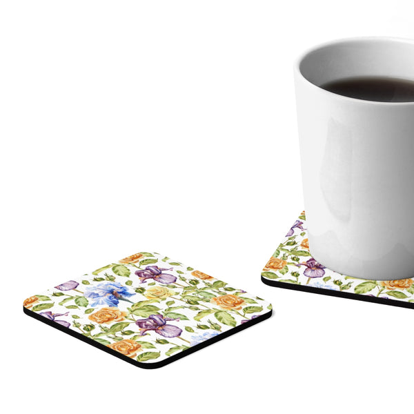 Purple Iris Square Hardboard Coaster Set - 4pcs
