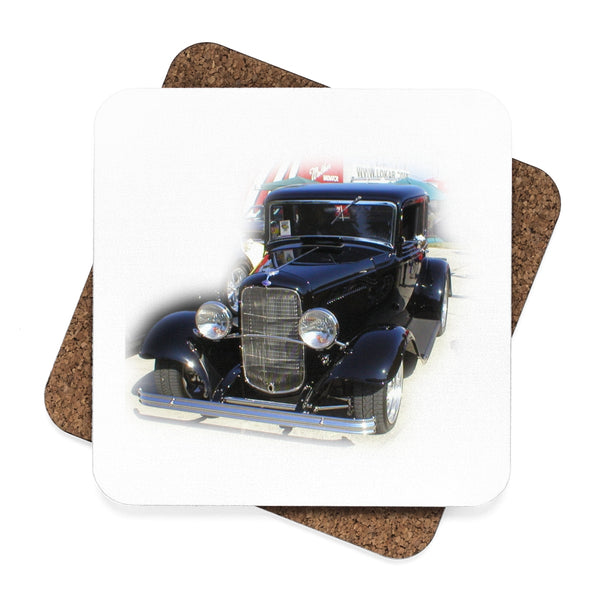 1932 Ford Square Hardboard Hot Rod Drink Coasters Set - 4pcs