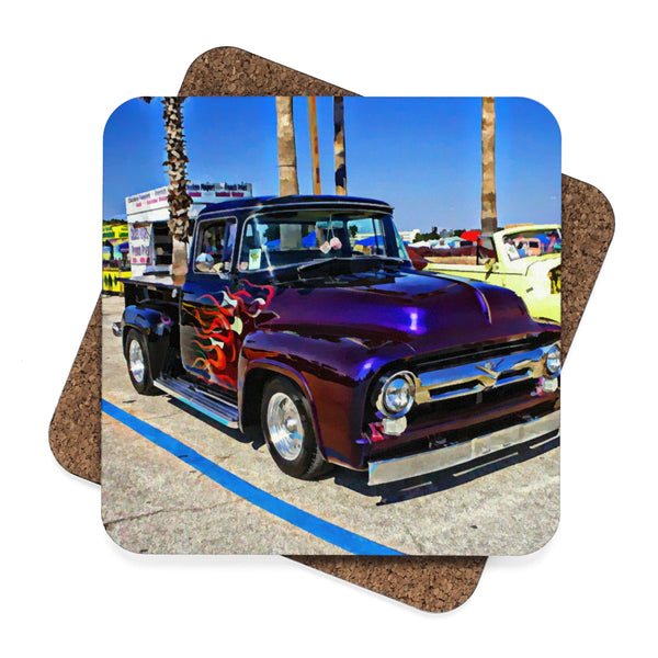 Truck Square Hardboard Coaster Set - 4pcs
