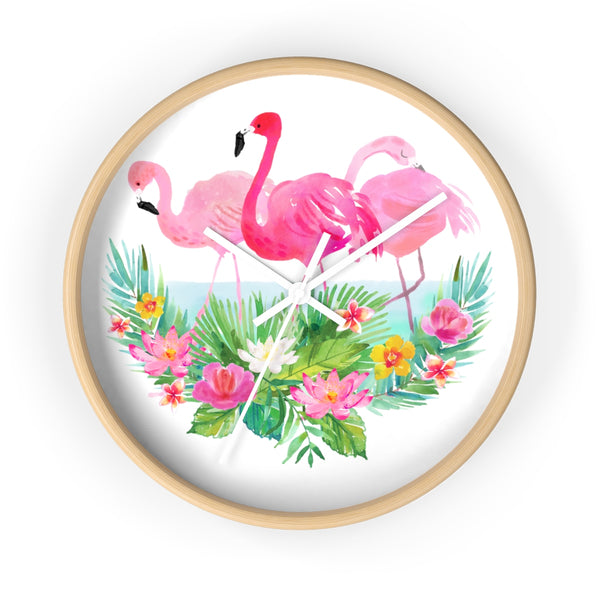 Tropical Florida Flamingo Beach House Wall clock