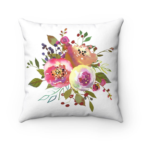 Pink Rose Spray Floral Throw Pillows, Decorative Home Decor 4 Sizes