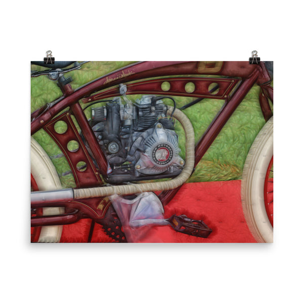  Indian Bicycle with Motor Poster Print Wall Art for Guys Home Decor