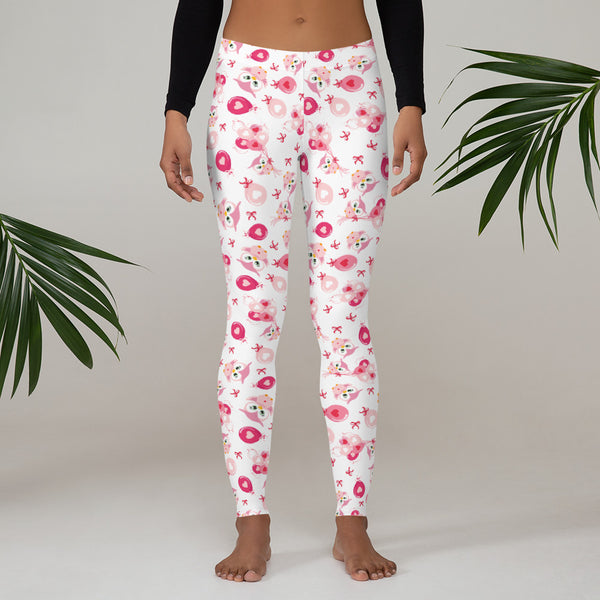 Valentine's Day Owl and Balloon Leggings for Women