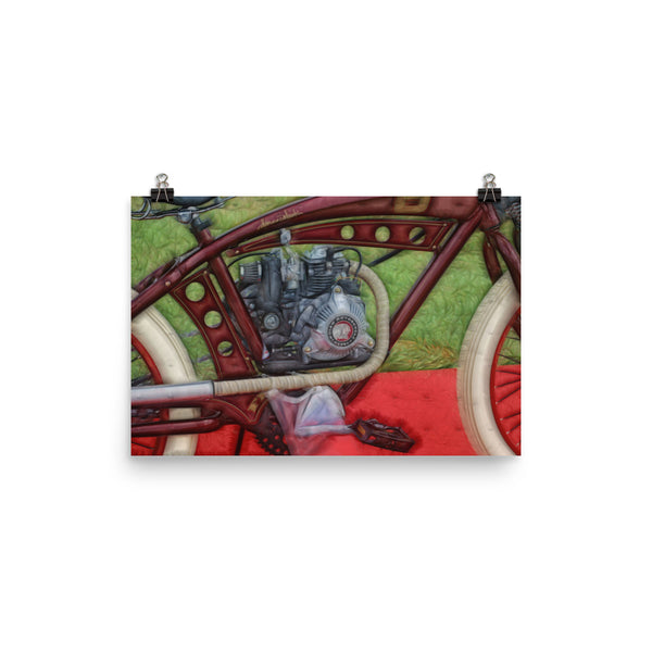  Indian Bicycle with Motor Poster Print Wall Art for Guys Home Decor