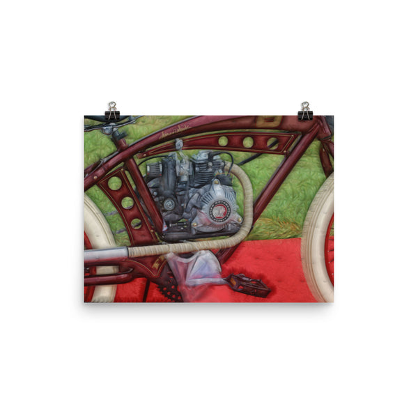  Indian Bicycle with Motor Poster Print Wall Art for Guys Home Decor