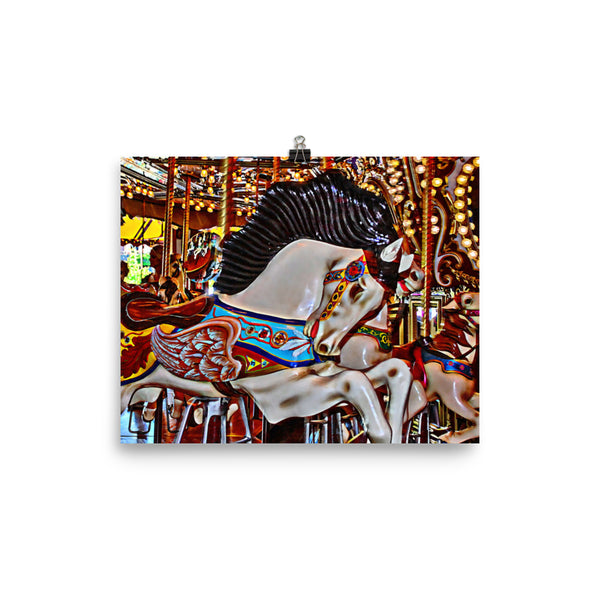 Seattle Carousel Horse Poster  Print, Merry Go Round Wall Art Home Decor