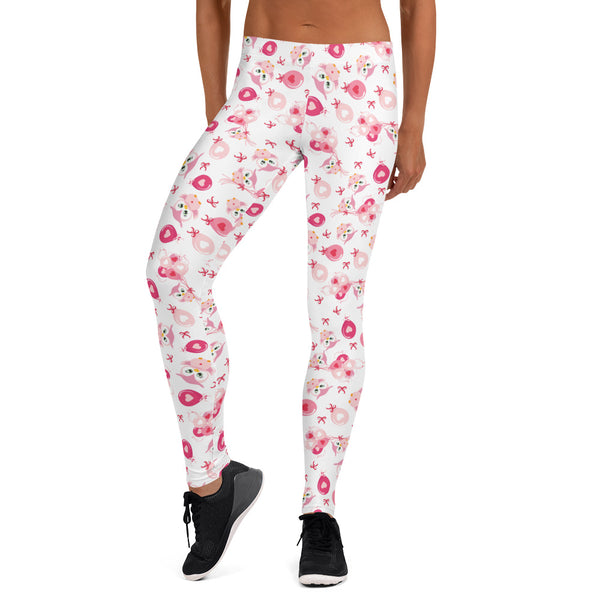 Valentine's Day Owl and Balloon Leggings for Women