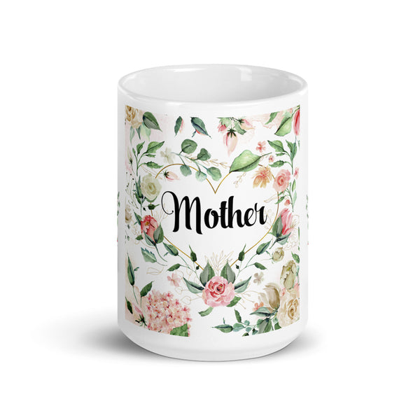 Coffee Mug for Mom 11 oz and 15 oz Pink Roses and Heart